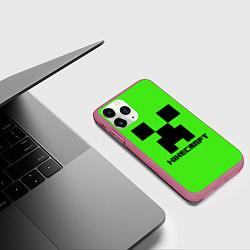 Чехол iPhone 11 Pro матовый MINECRAFT, цвет: 3D-малиновый — фото 2