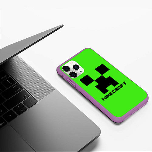 Чехол iPhone 11 Pro матовый MINECRAFT / 3D-Фиолетовый – фото 3