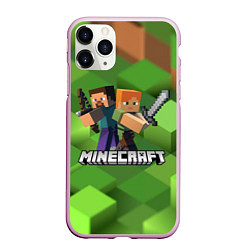 Чехол iPhone 11 Pro матовый MINECRAFT, цвет: 3D-розовый