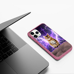 Чехол iPhone 11 Pro матовый Котушка Теслы, цвет: 3D-малиновый — фото 2