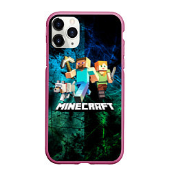 Чехол iPhone 11 Pro матовый Minecraft Майнкрафт, цвет: 3D-малиновый