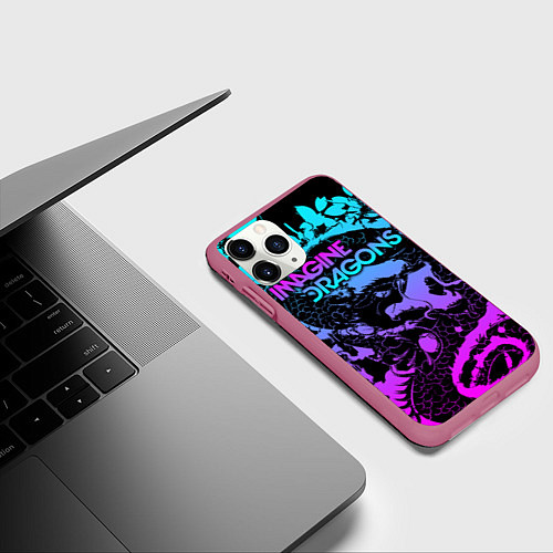 Чехол iPhone 11 Pro матовый Imagine Dragons / 3D-Малиновый – фото 3