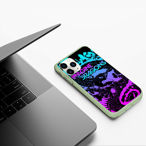 Чехол iPhone 11 Pro матовый Imagine Dragons / 3D-Салатовый – фото 3