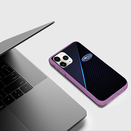 Чехол iPhone 11 Pro матовый SUBARU / 3D-Фиолетовый – фото 3