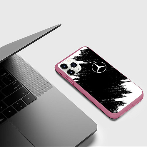 Чехол iPhone 11 Pro матовый MERCEDES / 3D-Малиновый – фото 3