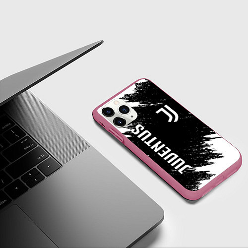 Чехол iPhone 11 Pro матовый JUVENTUS / 3D-Малиновый – фото 3