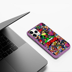 Чехол iPhone 11 Pro матовый BRAWL STARS:LEON, цвет: 3D-фиолетовый — фото 2