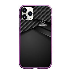 Чехол iPhone 11 Pro матовый Mercedes-AMG, цвет: 3D-фиолетовый