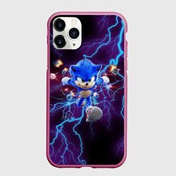 Чехол iPhone 11 Pro матовый SONIC, цвет: 3D-малиновый