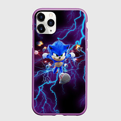 Чехол iPhone 11 Pro матовый SONIC, цвет: 3D-фиолетовый