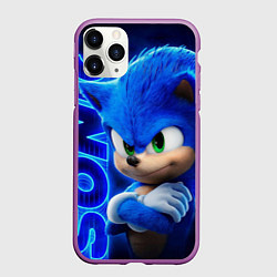 Чехол iPhone 11 Pro матовый SONIC, цвет: 3D-фиолетовый
