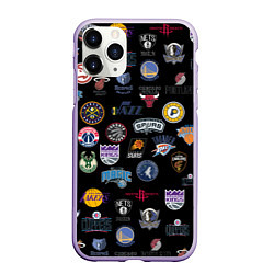 Чехол iPhone 11 Pro матовый NBA Pattern, цвет: 3D-светло-сиреневый