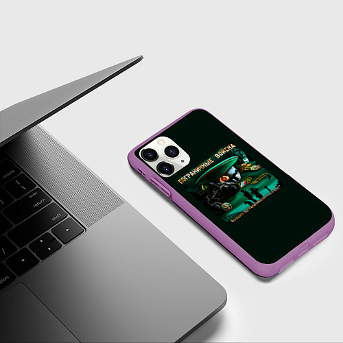 Чехол iPhone 11 Pro матовый Пограничные Войска / 3D-Фиолетовый – фото 3