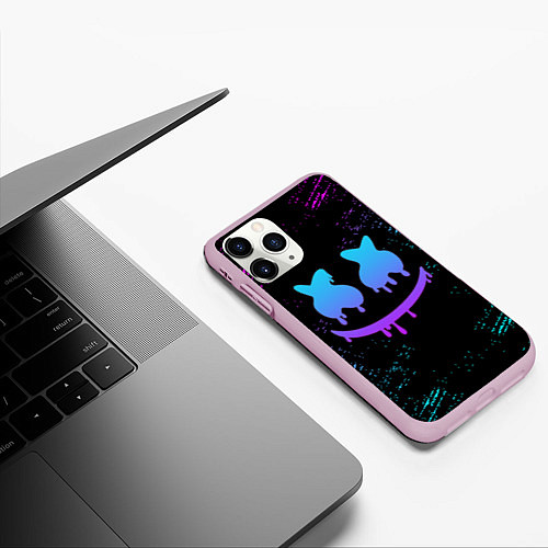 Чехол iPhone 11 Pro матовый Marshmello / 3D-Розовый – фото 3