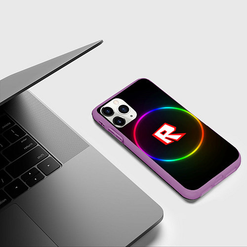 Чехол iPhone 11 Pro матовый Roblox / 3D-Фиолетовый – фото 3