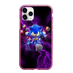 Чехол iPhone 11 Pro матовый SONIC, цвет: 3D-малиновый