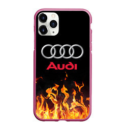 Чехол iPhone 11 Pro матовый AUDI, цвет: 3D-малиновый