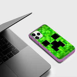 Чехол iPhone 11 Pro матовый MINECRAFT, цвет: 3D-фиолетовый — фото 2
