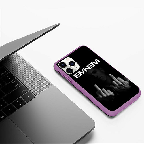 Чехол iPhone 11 Pro матовый EMINEM / 3D-Фиолетовый – фото 3