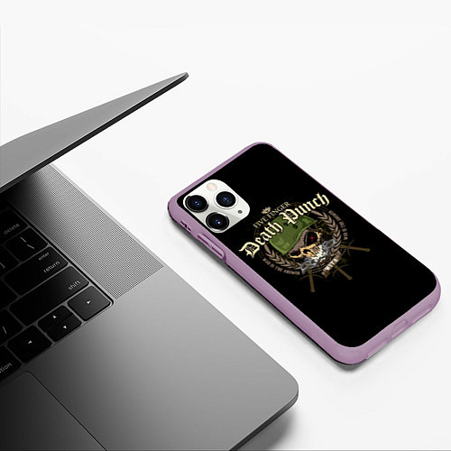 Чехол iPhone 11 Pro матовый Five Finger Death Punch / 3D-Сиреневый – фото 3