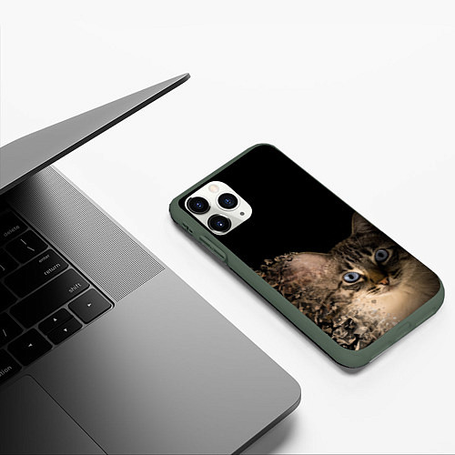 Чехол iPhone 11 Pro матовый Disintegrating Cat / 3D-Темно-зеленый – фото 3