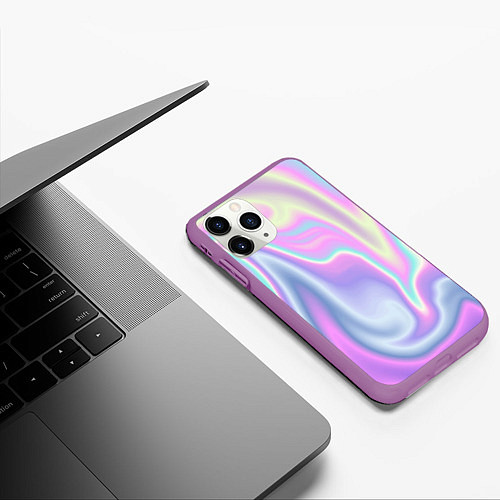 Чехол iPhone 11 Pro матовый Vaporwave / 3D-Фиолетовый – фото 3