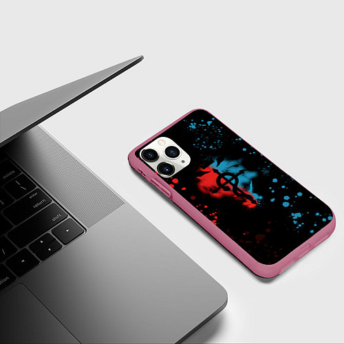 Чехол iPhone 11 Pro матовый Стальной алхимик / 3D-Малиновый – фото 3