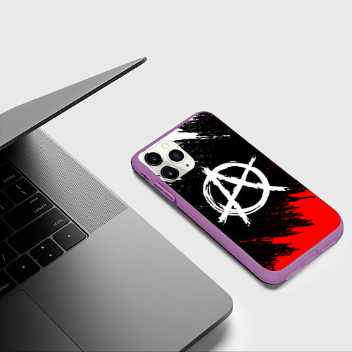 Чехол iPhone 11 Pro матовый АНАРХИЯ / 3D-Фиолетовый – фото 3