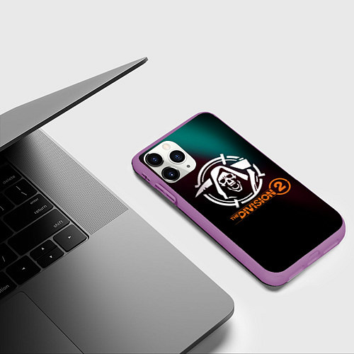 Чехол iPhone 11 Pro матовый The Division 2 Logo / 3D-Фиолетовый – фото 3