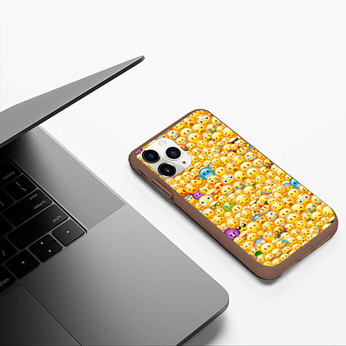Чехол iPhone 11 Pro матовый Смайлики Emoji / 3D-Коричневый – фото 3