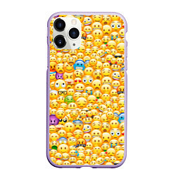 Чехол iPhone 11 Pro матовый Смайлики Emoji, цвет: 3D-светло-сиреневый