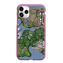 Чехол iPhone 11 Pro матовый San andreas, цвет: 3D-малиновый