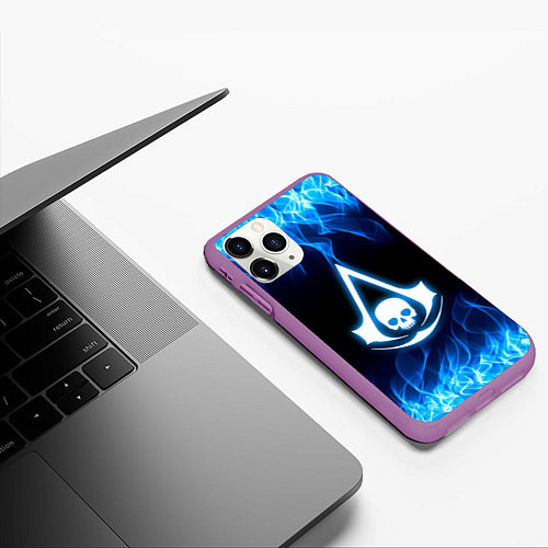 Чехол iPhone 11 Pro матовый Assassin??s Creed / 3D-Фиолетовый – фото 3