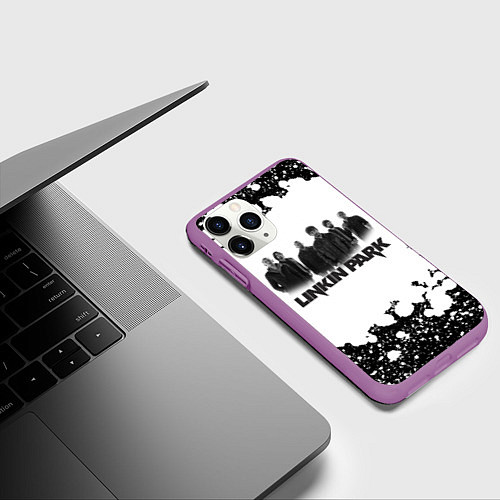 Чехол iPhone 11 Pro матовый LINKIN PARKспина / 3D-Фиолетовый – фото 3