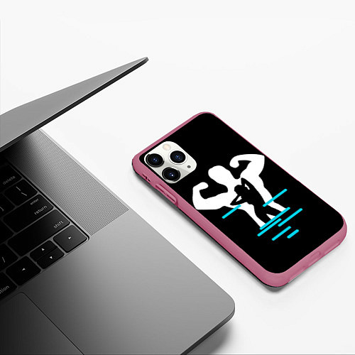 Чехол iPhone 11 Pro матовый Титан / 3D-Малиновый – фото 3