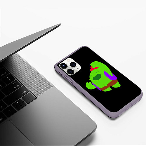 Чехол iPhone 11 Pro матовый Brawl Stars Spike / 3D-Серый – фото 3