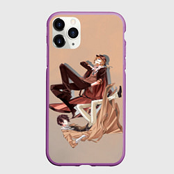 Чехол iPhone 11 Pro матовый Дазай и Чуя, цвет: 3D-фиолетовый