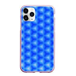 Чехол iPhone 11 Pro матовый Синие соты, цвет: 3D-розовый