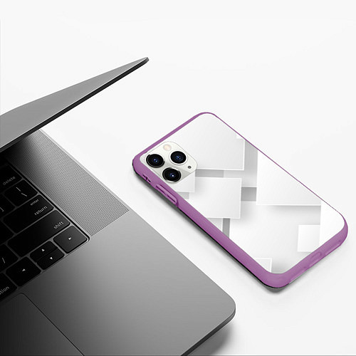 Чехол iPhone 11 Pro матовый Геометрическая Абстракция / 3D-Фиолетовый – фото 3