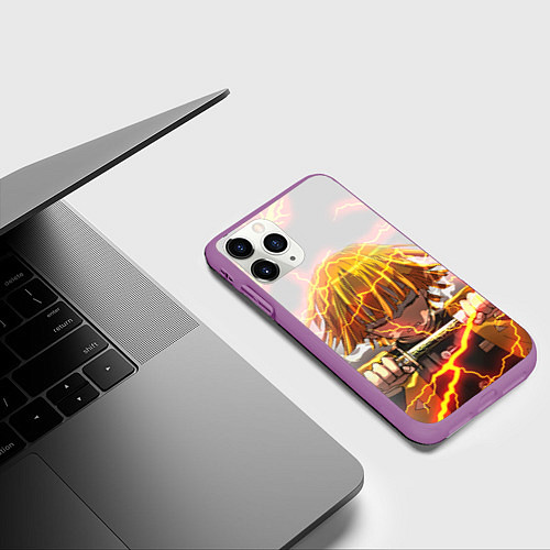 Чехол iPhone 11 Pro матовый KIMETSU NO YAIBA / 3D-Фиолетовый – фото 3