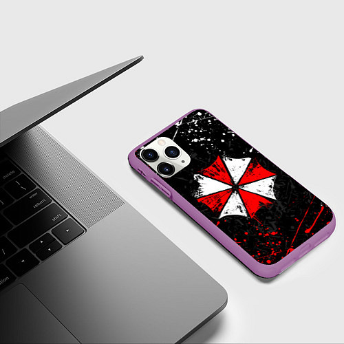 Чехол iPhone 11 Pro матовый RESIDENT EVIL UMBRELLA / 3D-Фиолетовый – фото 3