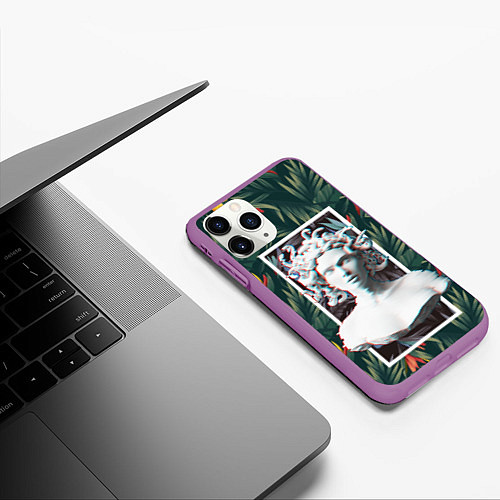 Чехол iPhone 11 Pro матовый Медуза Горгона / 3D-Фиолетовый – фото 3