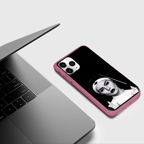 Чехол iPhone 11 Pro матовый МОНАХИНЯ / 3D-Малиновый – фото 3