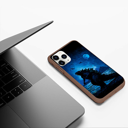 Чехол iPhone 11 Pro матовый GODZILLA / 3D-Коричневый – фото 3