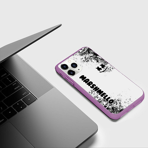 Чехол iPhone 11 Pro матовый Marshmello / 3D-Фиолетовый – фото 3