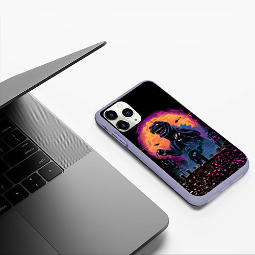 Чехол iPhone 11 Pro матовый GODZILLA / 3D-Светло-сиреневый – фото 3