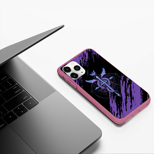 Чехол iPhone 11 Pro матовый Стальной алхимик / 3D-Малиновый – фото 3