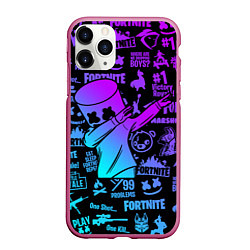 Чехол iPhone 11 Pro матовый FORTNITE X MARSHMELLO, цвет: 3D-малиновый