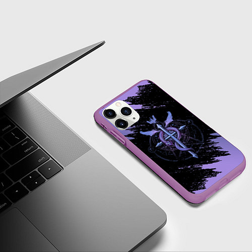 Чехол iPhone 11 Pro матовый Стальной алхимик / 3D-Фиолетовый – фото 3