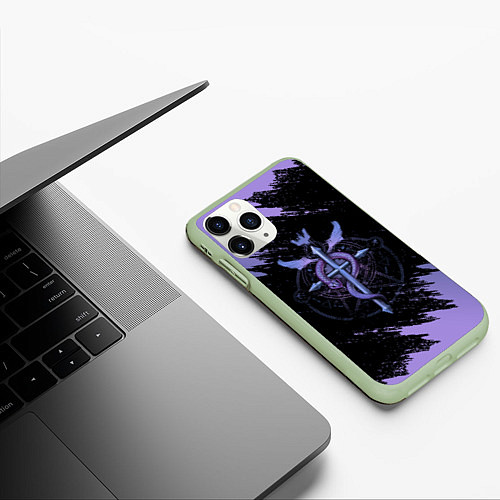Чехол iPhone 11 Pro матовый Стальной алхимик / 3D-Салатовый – фото 3
